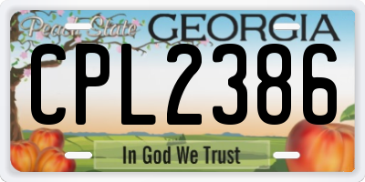 GA license plate CPL2386