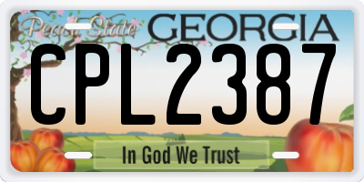 GA license plate CPL2387