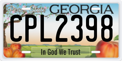 GA license plate CPL2398
