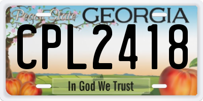 GA license plate CPL2418