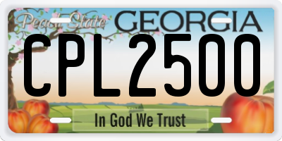GA license plate CPL2500