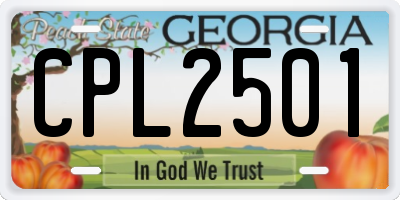 GA license plate CPL2501