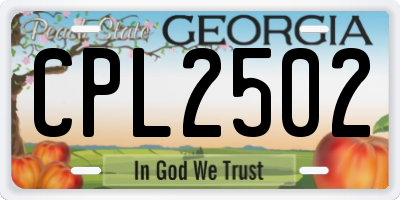 GA license plate CPL2502