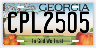 GA license plate CPL2505
