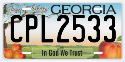 GA license plate CPL2533