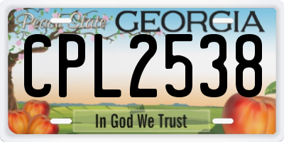 GA license plate CPL2538