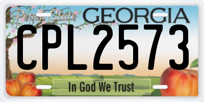 GA license plate CPL2573