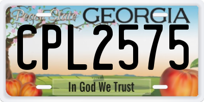 GA license plate CPL2575