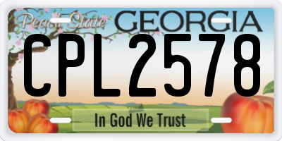 GA license plate CPL2578