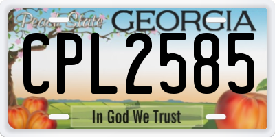 GA license plate CPL2585
