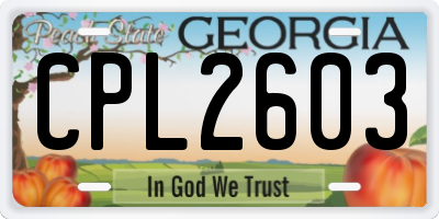 GA license plate CPL2603