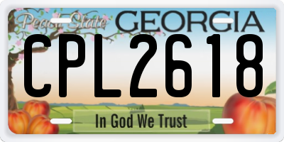 GA license plate CPL2618