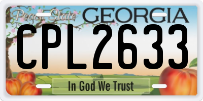 GA license plate CPL2633