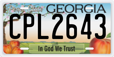 GA license plate CPL2643