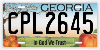 GA license plate CPL2645