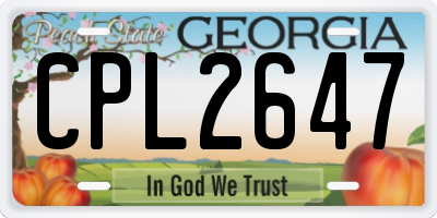 GA license plate CPL2647