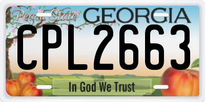 GA license plate CPL2663