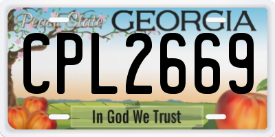 GA license plate CPL2669