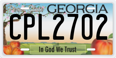 GA license plate CPL2702