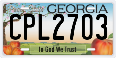 GA license plate CPL2703