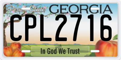 GA license plate CPL2716