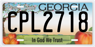 GA license plate CPL2718