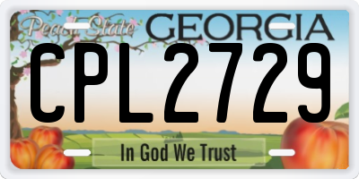 GA license plate CPL2729