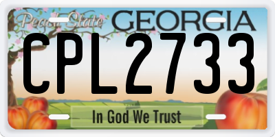 GA license plate CPL2733
