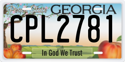 GA license plate CPL2781