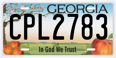 GA license plate CPL2783