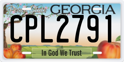 GA license plate CPL2791