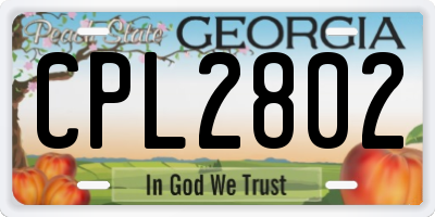 GA license plate CPL2802