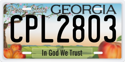 GA license plate CPL2803
