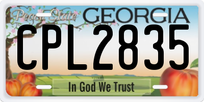 GA license plate CPL2835