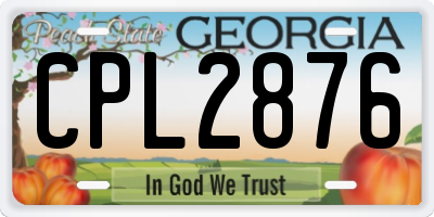 GA license plate CPL2876