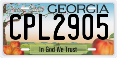 GA license plate CPL2905