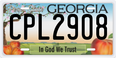 GA license plate CPL2908
