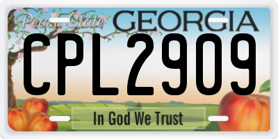 GA license plate CPL2909