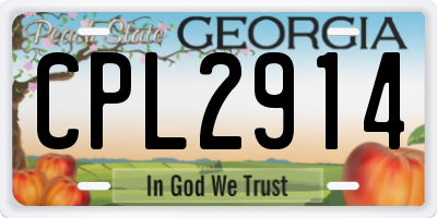 GA license plate CPL2914