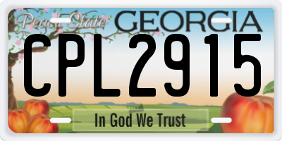 GA license plate CPL2915