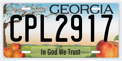 GA license plate CPL2917