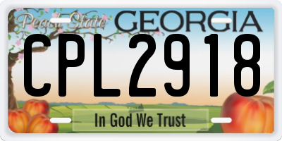 GA license plate CPL2918
