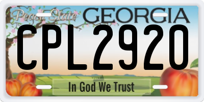 GA license plate CPL2920