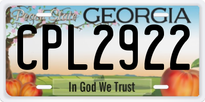 GA license plate CPL2922