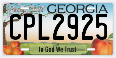 GA license plate CPL2925