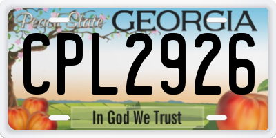 GA license plate CPL2926