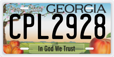 GA license plate CPL2928