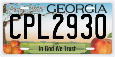GA license plate CPL2930