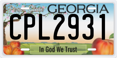 GA license plate CPL2931