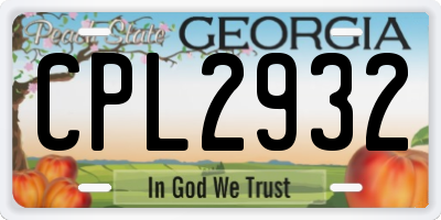 GA license plate CPL2932